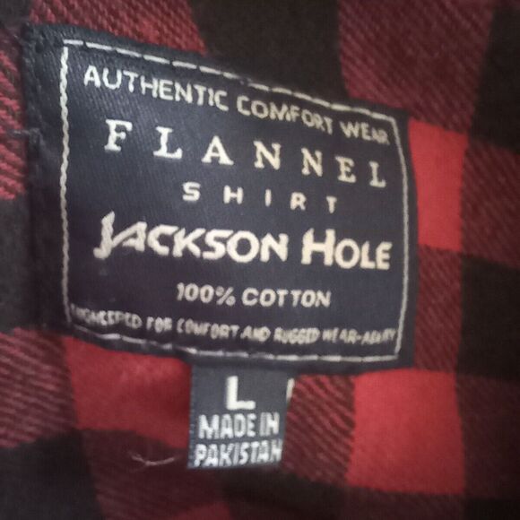 Jackson Hole Large Flannel Button Up Shirt-Buffalo Plaid-100% Cotton-Cabincore - Picture 7 of 8